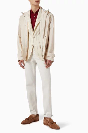 Striped Deconstructed Blazer in Wool-cotton