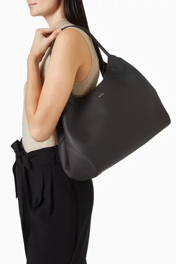 Logo Tote Bag in Grained Leather