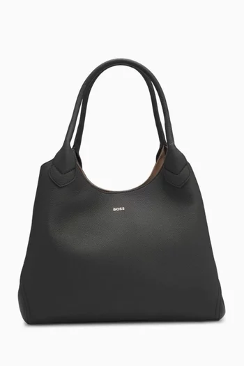 Logo Tote Bag in Grained Leather