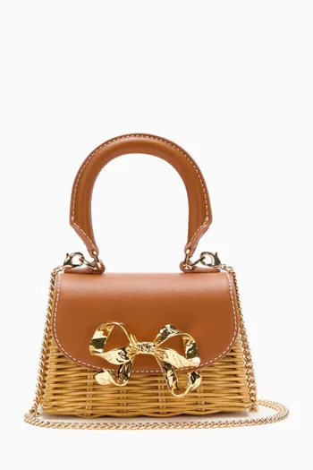 Micro Bow Top-handle Bag in Rattan