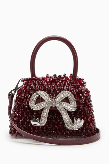 Micro Beaded Bow Bag in Leather