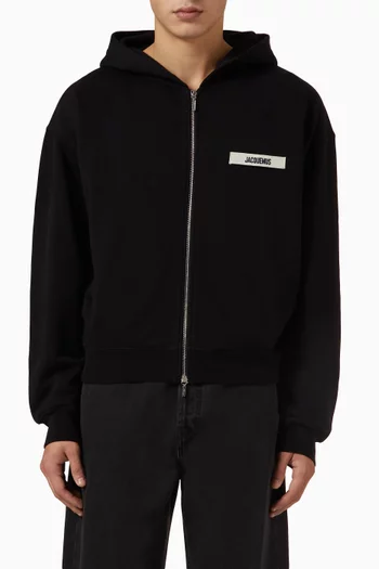 Le Hoodie Gros Grain Zippé Hoodie in Cotton Fleece