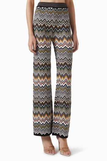 بنطال بنقشة خطوط شيفرون متعرجة مزيج رايون