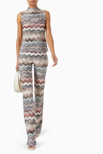 Snake-pattern Flared Pants in Viscose