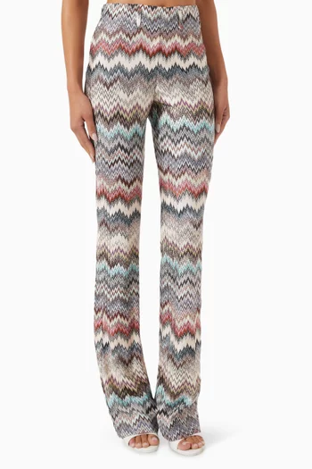 Snake-pattern Flared Pants in Viscose