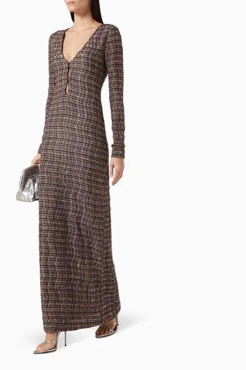 فستان مطرز ومنسوج من مزيج فيسكوز