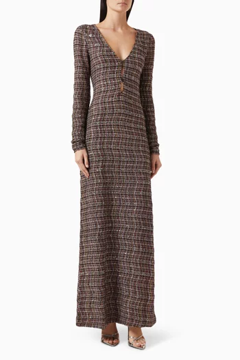 فستان مطرز ومنسوج من مزيج فيسكوز