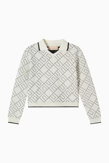 Logo Polo Sweater in Viscose-knit