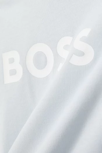 BB SS T-SHIRT IN 100% COTTON JERSEY, SNAP CLOSURE AT THE SHOULDER, BOSS PRINT ON THE FRONT.:Light/Pastel Blue:9M|218562185