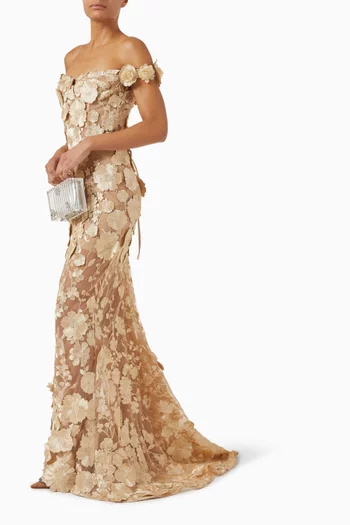 Jasmine Off-shoulder Gown in Viscose Blend