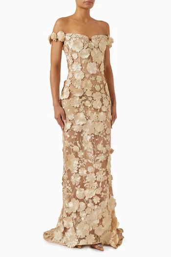 Jasmine Off-shoulder Gown in Viscose Blend