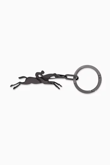 سلسلة مفاتيح كافاليه بشعار الحصان معدن بلون فضي