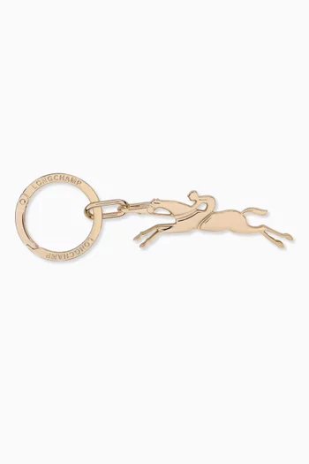 Cavalier Horse Keyring in Gold-tone Metal
