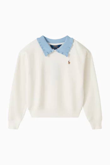 Pony Logo Polo Sweatshirt in Cotton-blend
