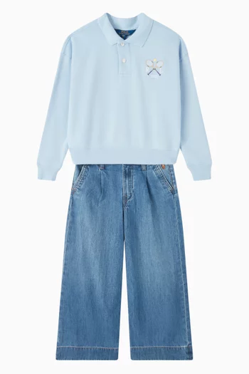 Logo Polo Sweatshirt in Cotton-blend