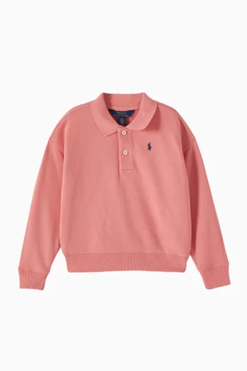 Pony Logo Polo Sweatshirt in Cotton-blend