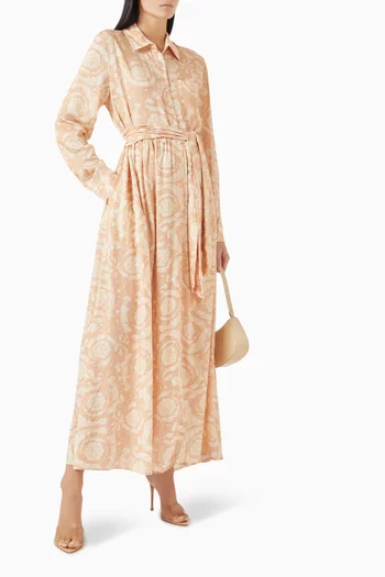 Printed Shirt Maxi Dress in Viscose Rayon