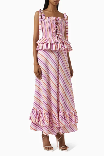 Paula Striped Dress in Linen Blend
