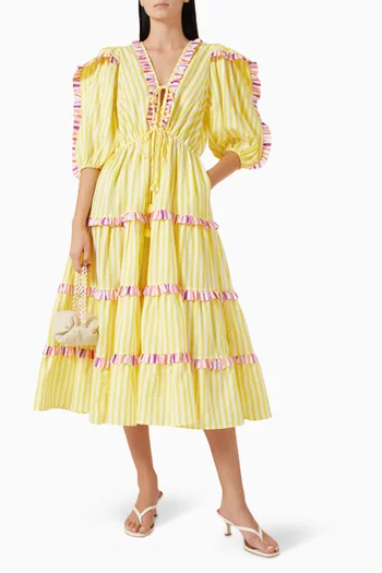 Teresa Ruffle Dress in Linen Blend