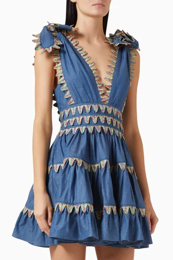 Cheli Embroidered Mini Dress in Cotton