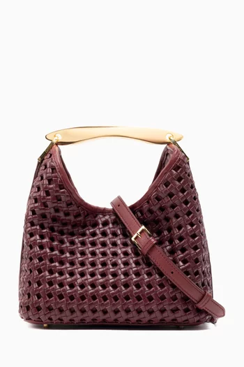 حقيبة بومرانج صغيرة بتصميم مجدول جلد