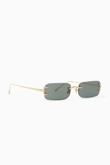 Taylor Rectangle Sunglasses in Gold-plated Titanium