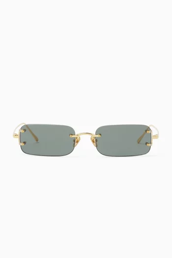 Taylor Rectangle Sunglasses in Gold-plated Titanium