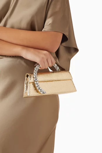 Karma Stone-encrusted Clutch in Leather