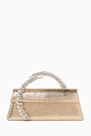 Karma Stone-encrusted Clutch in Leather