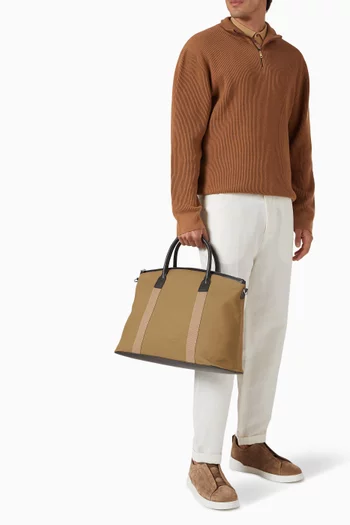 Zip-up Logo Tote Bag