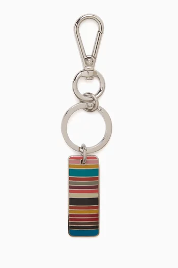 Signature Stripe Keyring in Metal