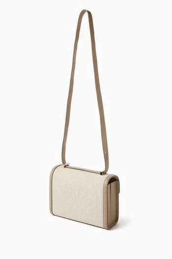 Symmetry 19 Crossbody Bag in Herringbone Linen & Calf Leather