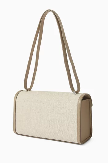 Symmetry 26 Crossbody Bag in Herringbone Linen & Calf Leather