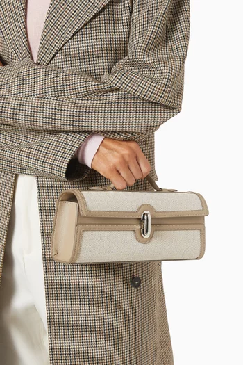 Slim Symmetry Pochette Top-handle Bag in Herringbone Linen & Calf Leather