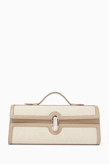 Slim Symmetry Pochette Top-handle Bag in Herringbone Linen & Calf Leather