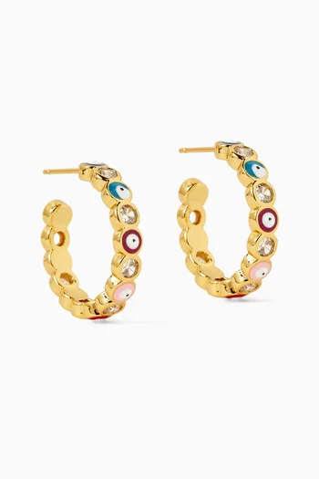 Serena Evil Eye Hoop Earrings in 18kt Gold-plated Brass
