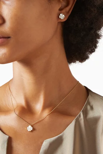 Spade Flower Mother-of-Pearl Stud Earrings in Gold-plated Brass