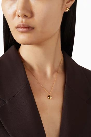 Spade Flower Mini Pendant Necklace in Gold-plated Brass