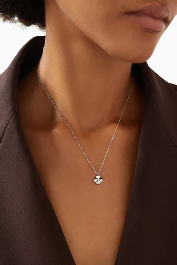 Spade Flower Mini Pendant Necklace in Silver-plated Brass