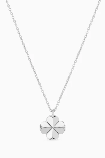 Spade Flower Mini Pendant Necklace in Silver-plated Brass