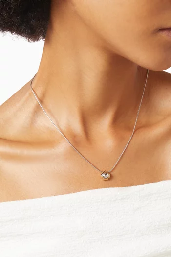 Sculpted Spade Pendant Necklace in Silver-plated Brass