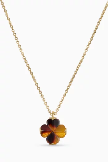 Spade Flower Mini Pendant Necklace in Gold-plated Brass