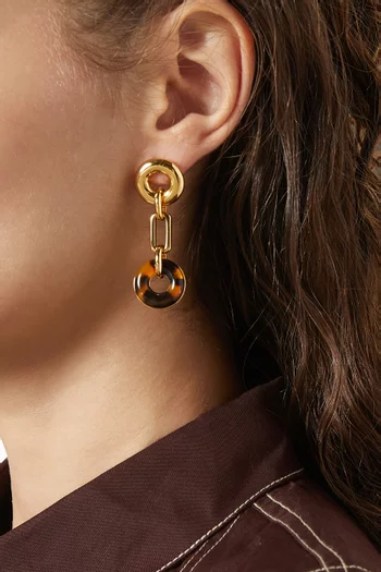 Interlock Linear Earrings in Enamel & Brass