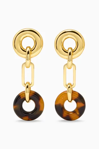 Interlock Linear Earrings in Enamel & Brass