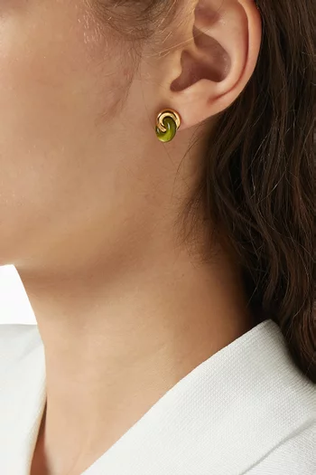 Interlock Stud Earrings in Resin & Gold-tone Brass