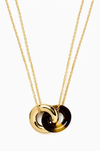 Interlock Pendant Necklace in Resin & Gold-tone Brass