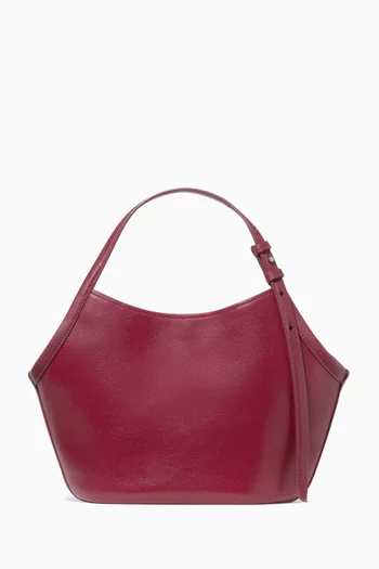 Small Deco Tulip Tote Bag in Fine-Grain Leather
