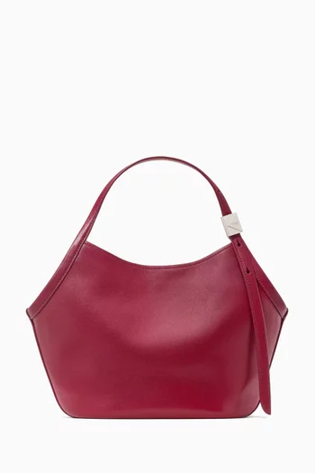 Small Deco Tulip Tote Bag in Fine-Grain Leather