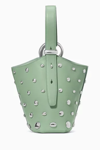 حقيبة باكيت هيلو ميني جلد مرصع بحلي معدنية