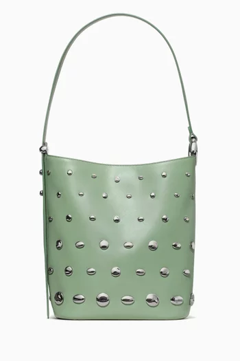 Halo Studded Bucket Bag in Leather